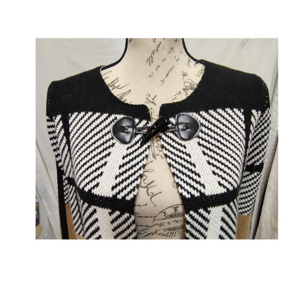 Anthropologies Oliver O Open Front Cardigan Womens Large Plaid Checkered Striped - Picture 2 of 7